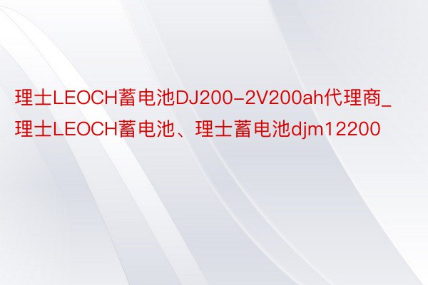 理士LEOCH蓄电池DJ200-2V200ah代理商_理士LEOCH蓄电池、理士蓄电池djm12200